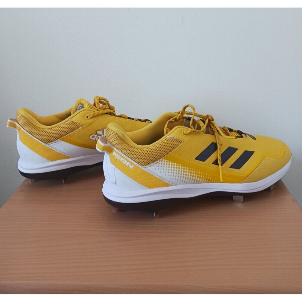 Adidas Icon 7 Metal Baseball Cleats Mens Shoes Yellow Black GX5834 Size 14